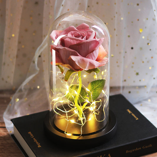 Eternal Rose in Glass Dome with LED Light - Perfect Mother's Day or Bridesmaid Gift