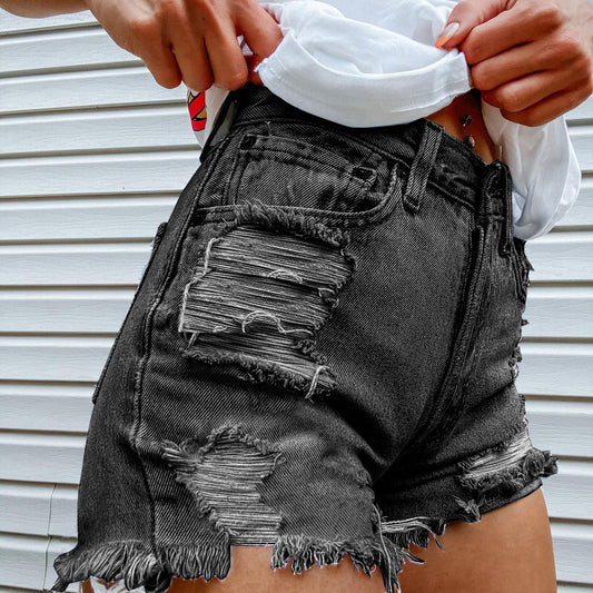 Fashion Women Printed Spring Summer Denim Shorts