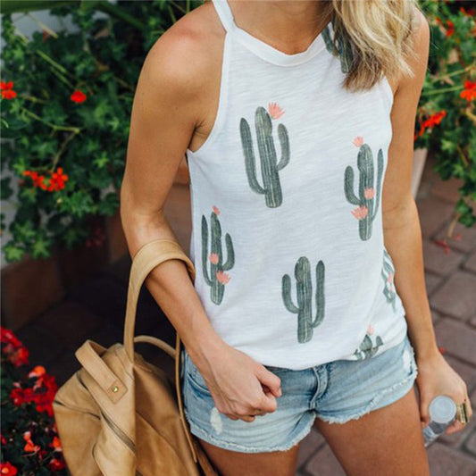 Harajuku Vibes: Summer Cactus Print Women's T-shirt