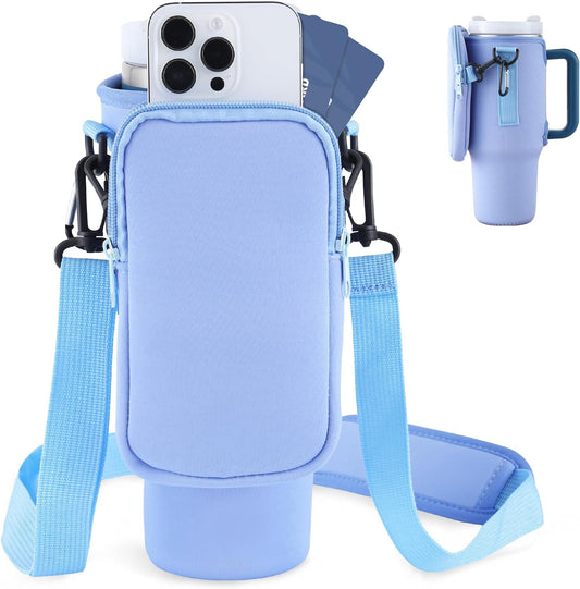 40oz Tumbler Carrier Bag - Adjustable Strap for Outdoor Activities, Blue Purple