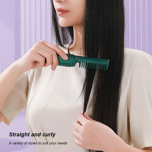 Wireless Hair Straightener & Curler Comb: Fast-Heating, Ionic Hair Styling Tool