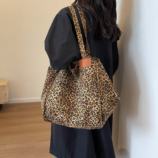 Leopard Large Capacity Print Canvas Tote Bag